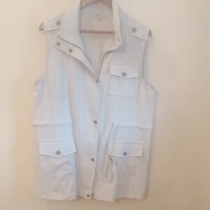 Women's Pale Blue Utility Vest with Waist Tie